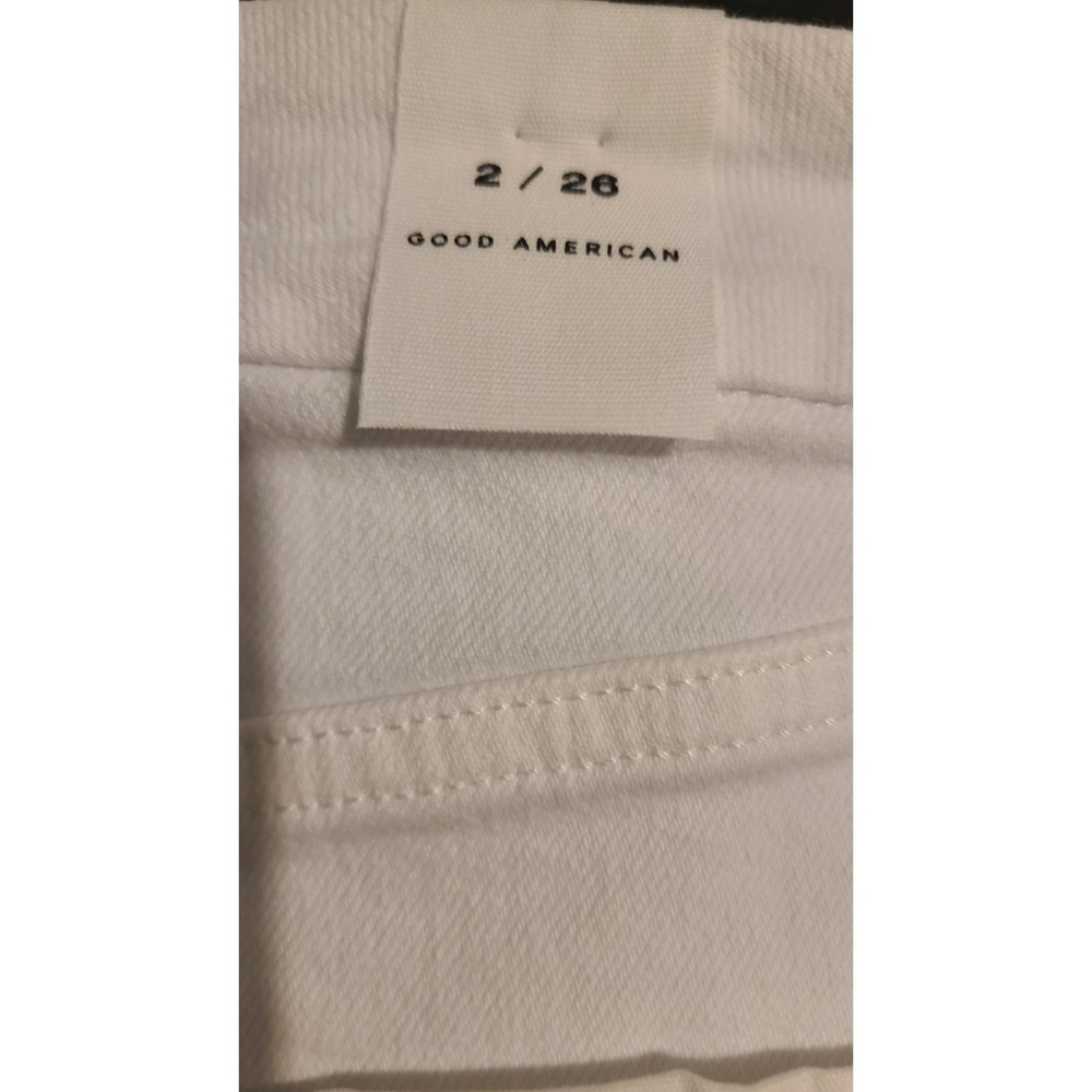 Good American Jeans Women's Good Legs Raw Hem Straight Mid Rise White-Size 2/26 - Picture 5 of 6